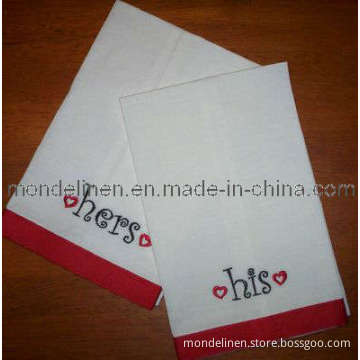 Linen Valentine's Tea Towel